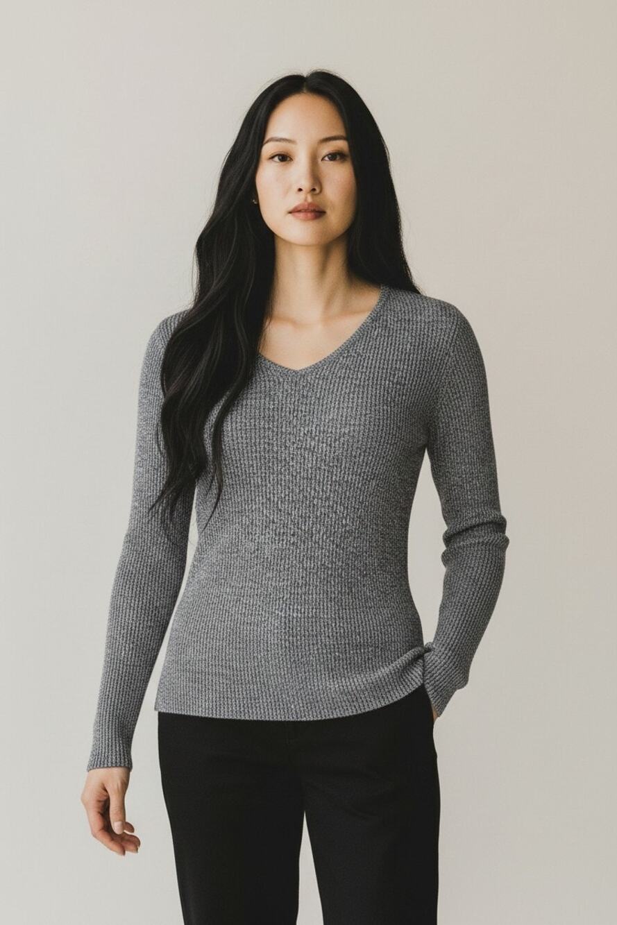 Women's Gray Rag & Bone Long Sleeve V Neck Lightweight Sweater Minimalist XS